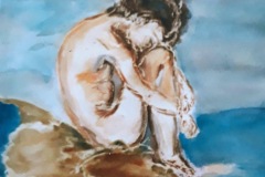 Nudo di donna, acquerello,  cm 40x50