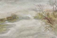 Paesaggio, acquerello schizzo, cm 20x32
