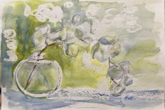 schizzo vaso fiori, acquerello, cm 20x30