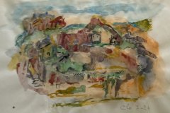 Borgo di Campagna, acquerello su lucido, cm 21x30