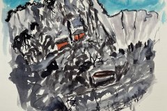 Rosse casette, acquerello, cm 21x30