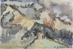 Paesaggio, acquerello, cm 20x45