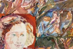 Donna, acquerello, cm 40x40