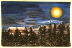 Luna d'inverno, acquerello , cm 30x45