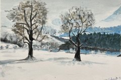 Paesaggio invernale, acquerello, cm 22x33