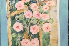 Le  antiche rose inglesi del mio giardino, acrilico, cm 85x166