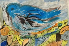 Blu Bird, china, cm 30x40
