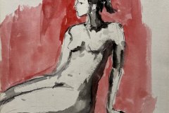 nudo donna in rosso, china, cm 27x30