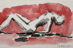 nudo donna in rosso, china, cm 30x20