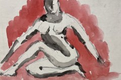 nudo in rosso, china, cm 27x30