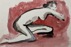 nudo donna in rosso, china, cm 25x27