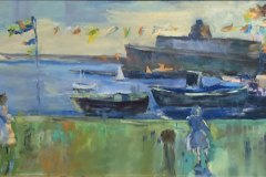 Barche, olio, cm 27x54