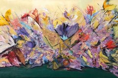 Fioritura, olio su tela, cm 90x50