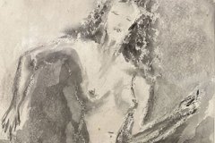 Nudo di donna, china e cera, cm 22x32