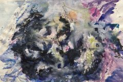 Fiori, china e cera, schizzo, cm 25x45