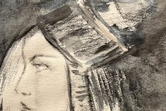 donna, china cera, cm 30x48