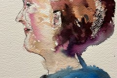 Profillo di donna, china e cera, cm 20x27
