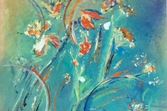 Fiori, china e gessso, cm 35x55