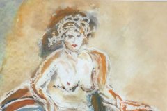 Donna seduta  , china e cera, cm 30x45