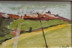 Paesaggio di campagna, china e cera, cm 13x20