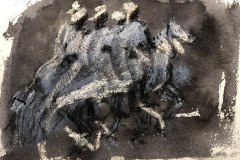 Cavalieri Arabi, china e gesso, cm 40x20