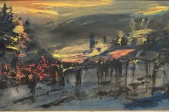 Tramonto, china e gesso, cm 27x90