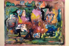 Donne al parco, china e olio, cm 75x55