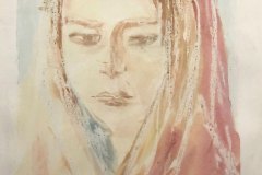 Donna orientale, china e cera, cm 30x45