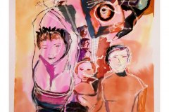 Il suono  dei Bambini, china e cera, cm 50x70, (esposto allo Splash Museum)