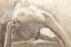 Nudo di donna, china e cera, cm 66x44