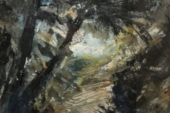 Notte di agosto, china e cera, cm 20x40