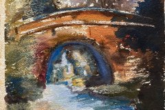 Ponte orientale, acquerello e cera, cm 25x33