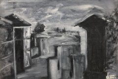 Paesaggio, olio e cera, cm 60x40