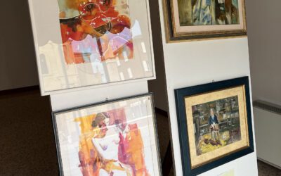 Paintings in the shop window